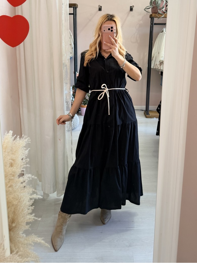 Vestito lungo CHEMISIER cotone nero