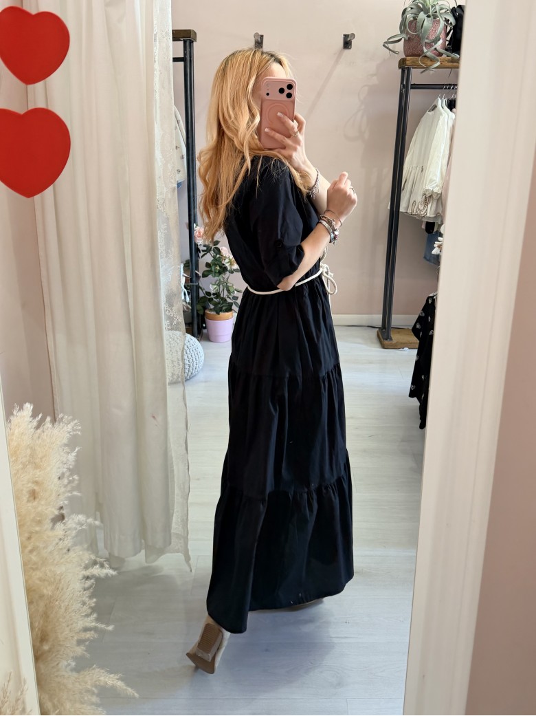 Vestito lungo CHEMISIER cotone nero