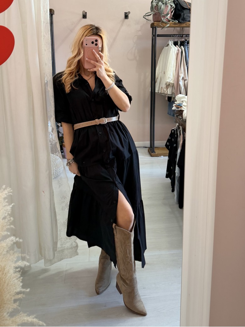 Vestito lungo CHEMISIER cotone nero