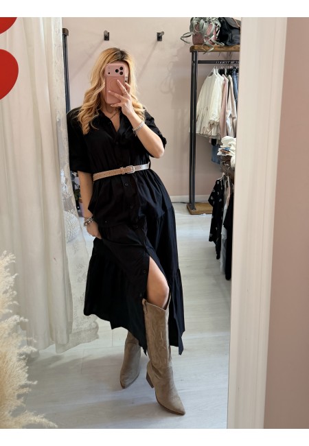 Vestito lungo CHEMISIER cotone nero