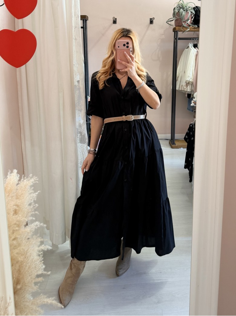 Vestito lungo CHEMISIER cotone nero