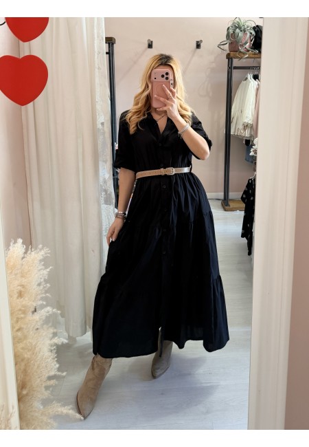 Vestito lungo CHEMISIER cotone nero