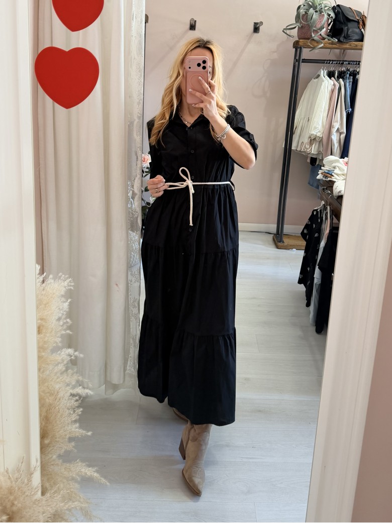Vestito lungo CHEMISIER cotone nero
