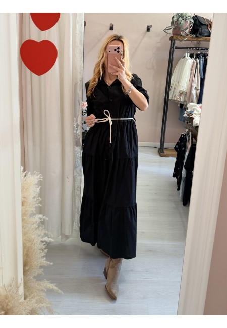 Vestito lungo CHEMISIER cotone nero