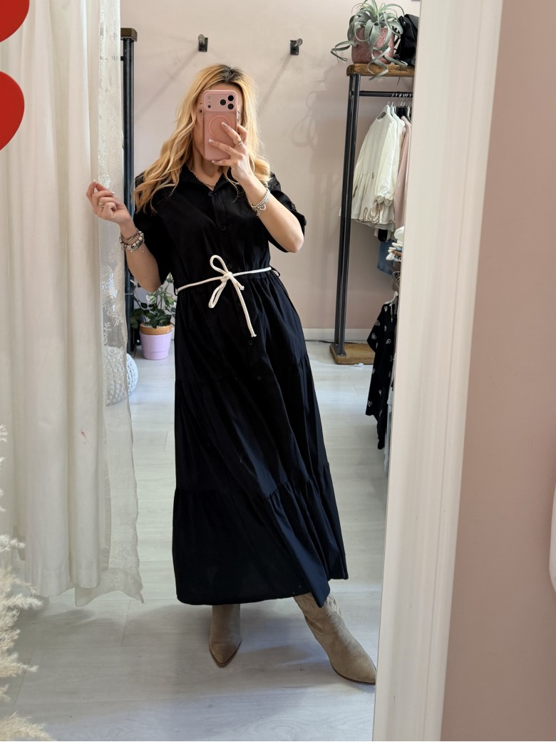 Vestito lungo CHEMISIER cotone nero