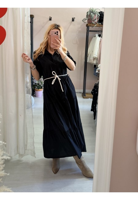 Vestito lungo CHEMISIER cotone nero