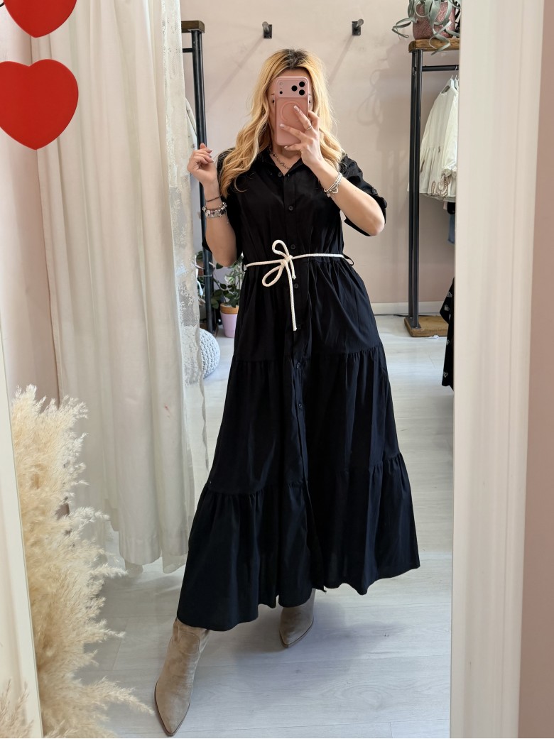 Vestito lungo CHEMISIER cotone nero