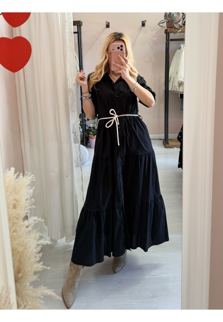 Vestito lungo CHEMISIER cotone nero
