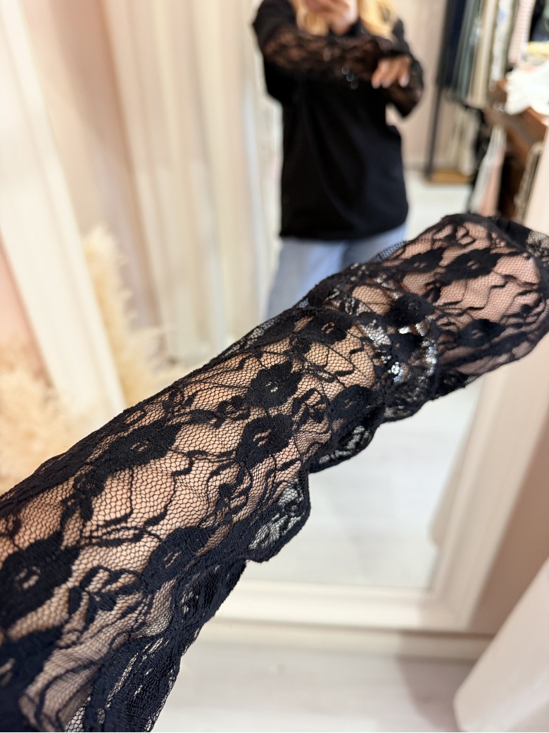 Maglia t shirt maniche PIZZO nera