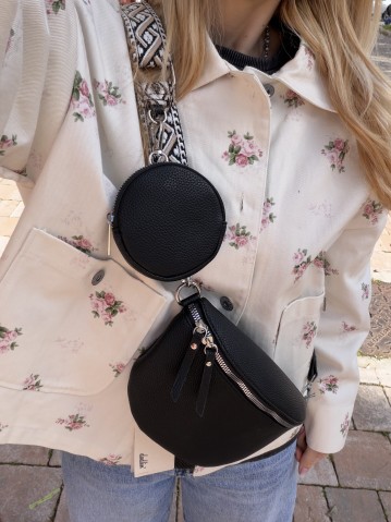 Borsetta a marsupio con tracolla fantasia nero 2