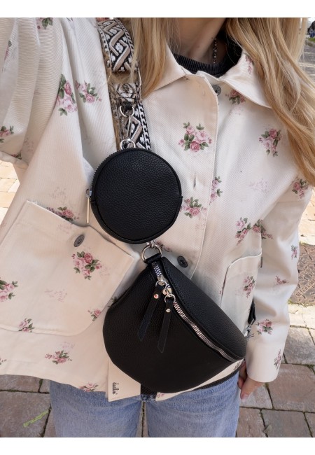 Borsetta a marsupio con tracolla fantasia nero