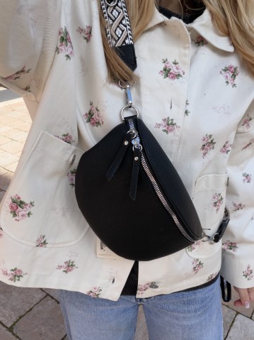 Borsetta a marsupio con tracolla fantasia nero
