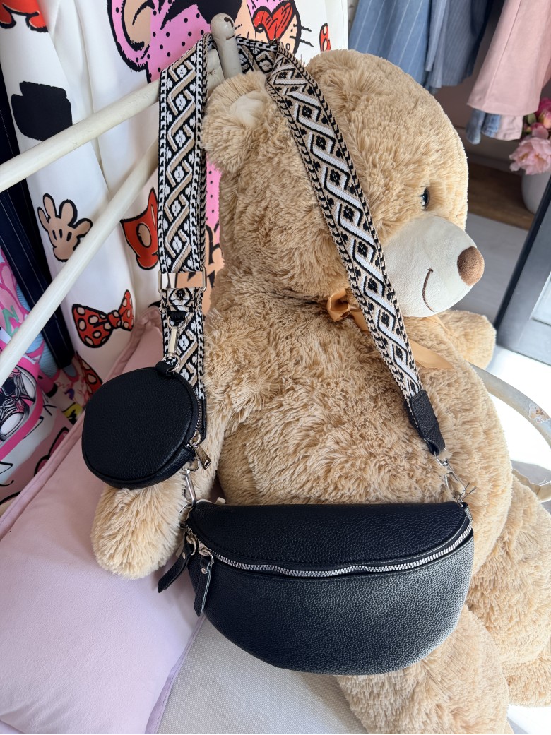 Borsetta a marsupio con tracolla fantasia nero