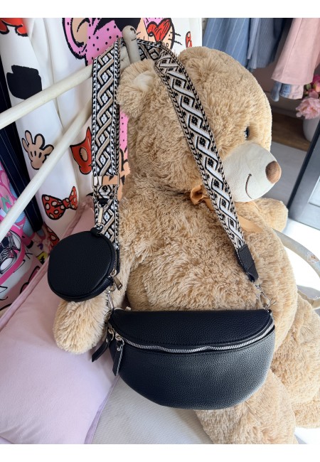 Borsetta a marsupio con tracolla fantasia nero