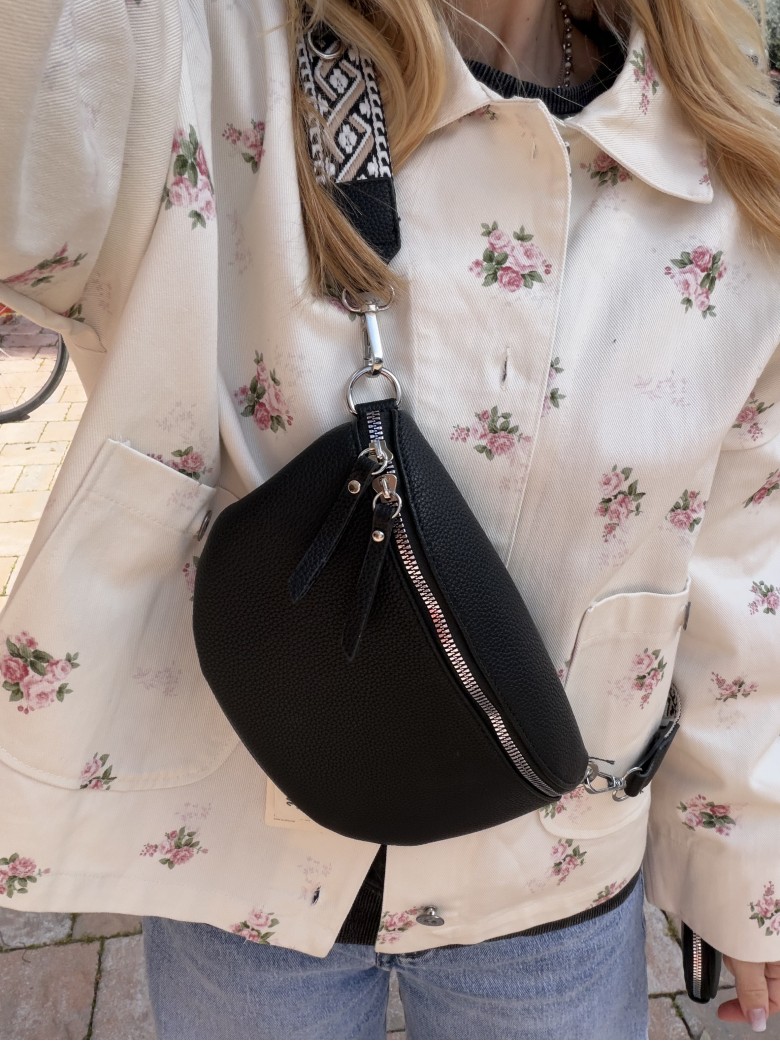 Borsetta a marsupio con tracolla fantasia nero