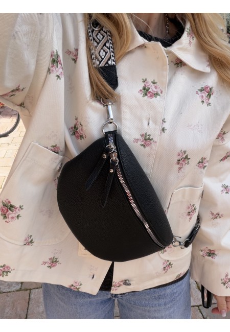 Borsetta a marsupio con tracolla fantasia nero