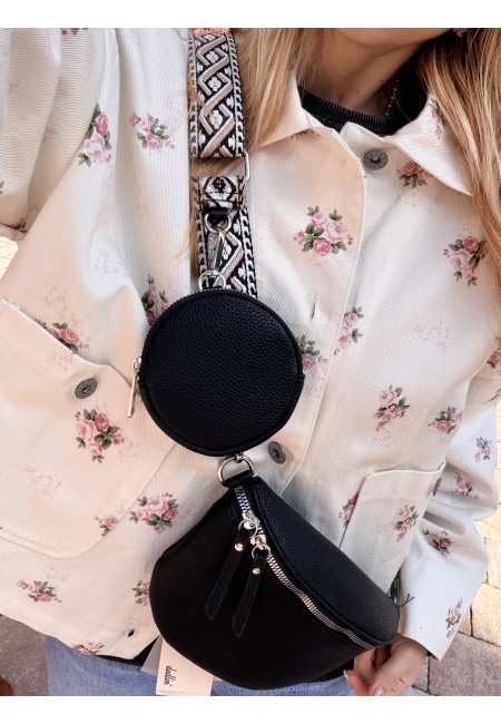 Borsetta a marsupio con tracolla fantasia nero