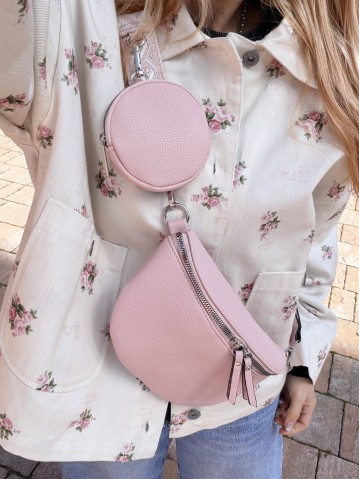 Borsetta a marsupio con tracolla fantasia rosa