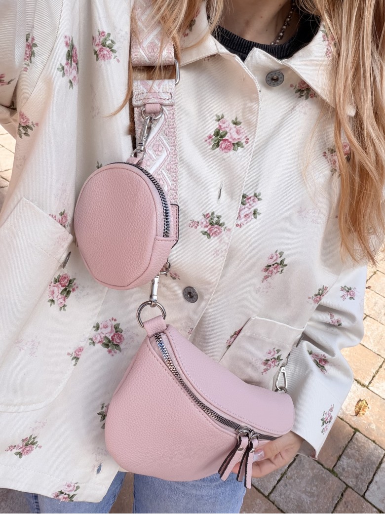 Borsetta a marsupio con tracolla fantasia rosa