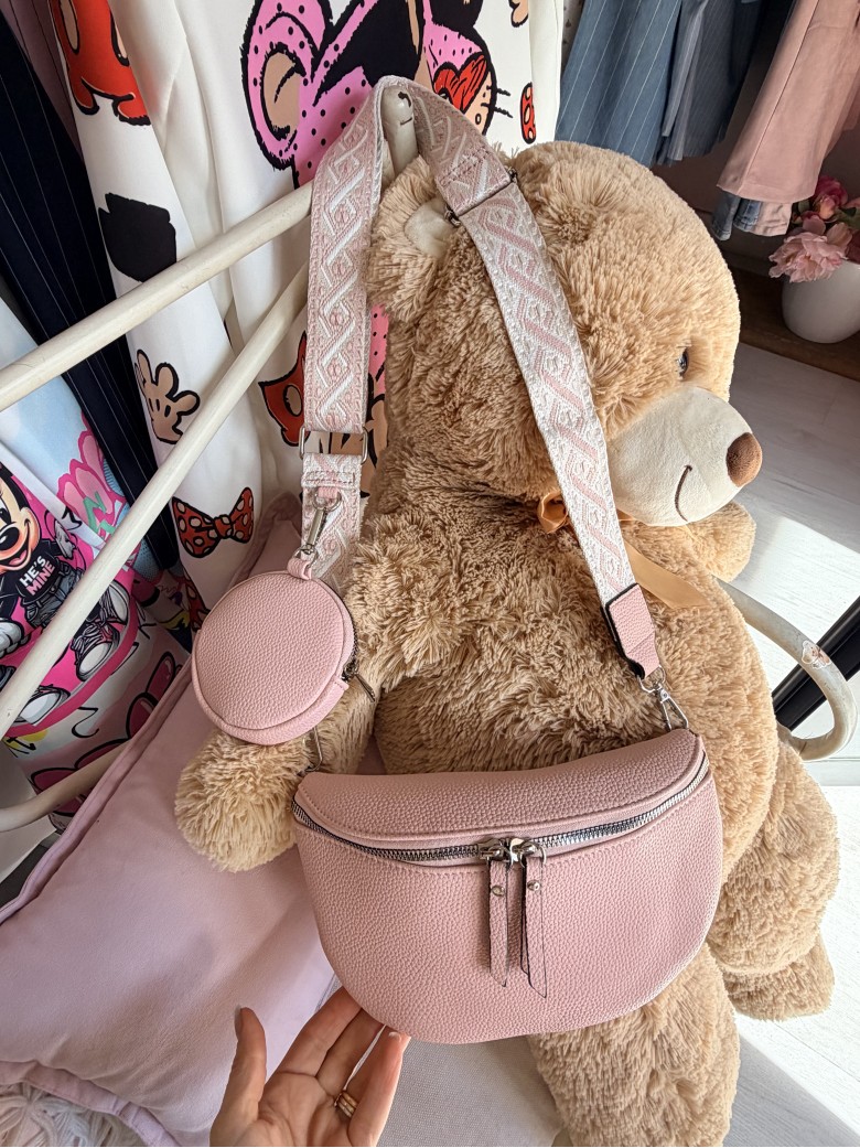Borsetta a marsupio con tracolla fantasia rosa