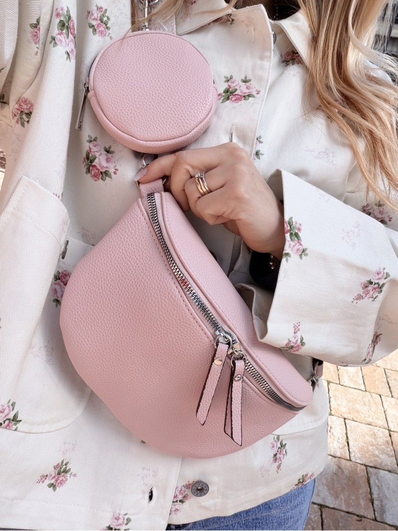 Borsetta a marsupio con tracolla fantasia rosa