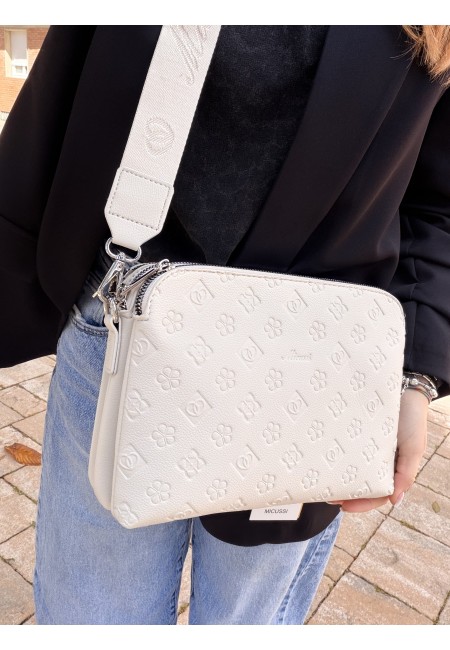 Borsetta stampini beige con tre zip