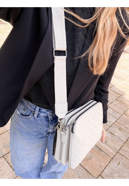 Borsetta stampini beige con tre zip