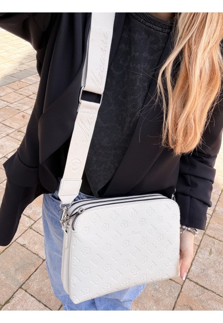 Borsetta stampini beige con tre zip