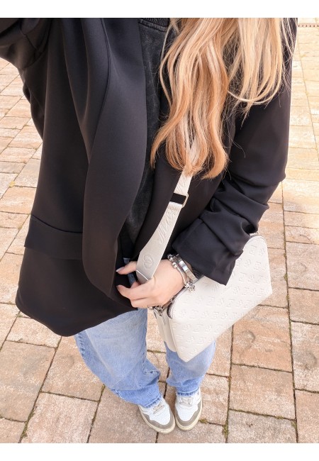 Borsetta stampini beige con tre zip