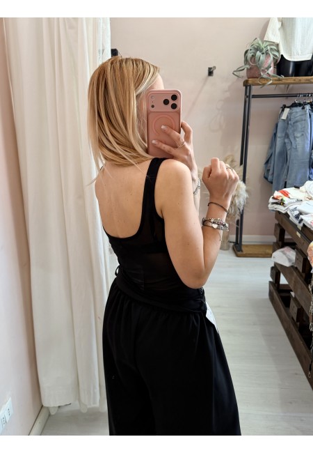 Body scollato STRASS NERO