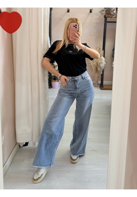 Pantaloni jeans larghi sfrangiati