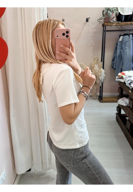 Maglia t shirt lovely cat strass bianca