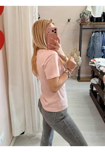 Maglia t shirt lovely cat strass rosa