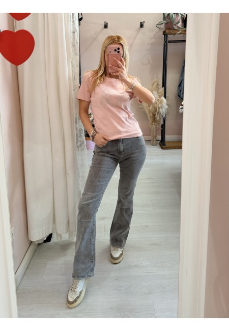 Maglia t shirt lovely cat strass rosa