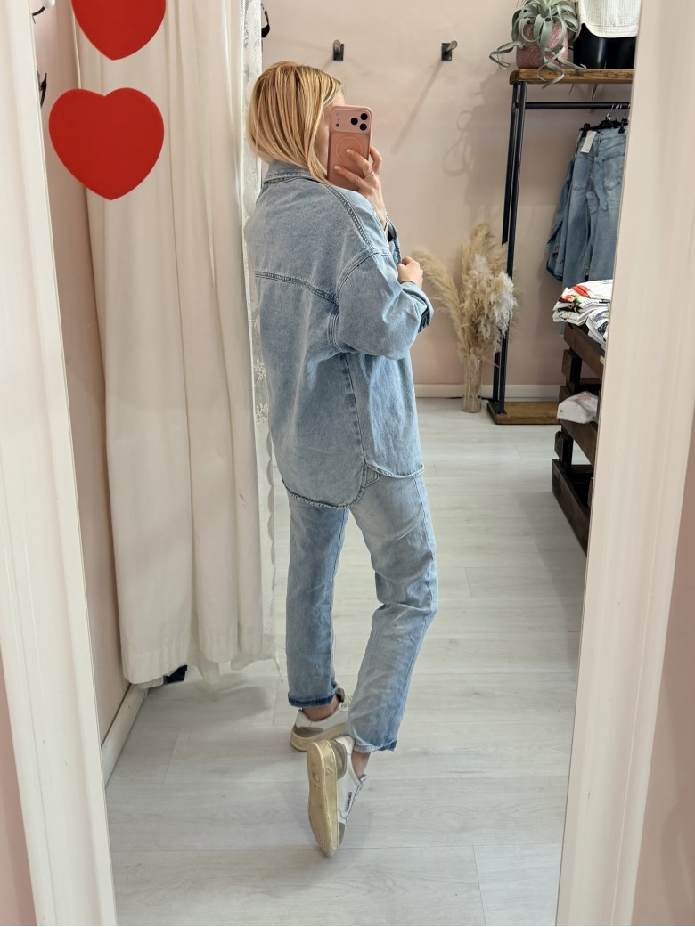 Giubbino giacca di jeans ricamo e punti luce