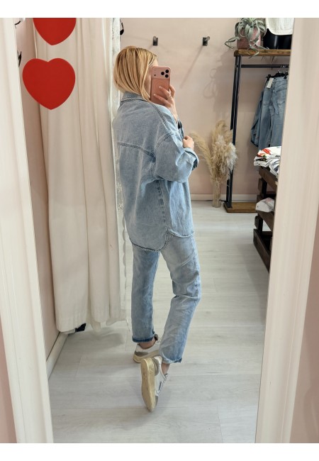 Giubbino giacca di jeans ricamo e punti luce