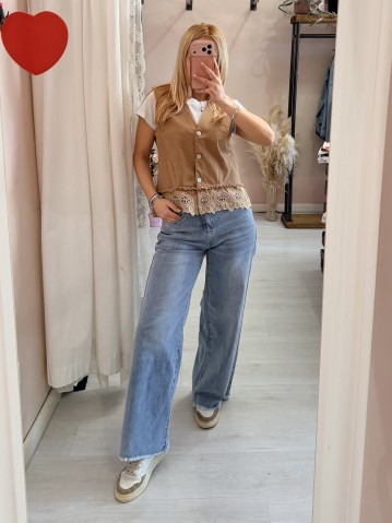 Gilet ricamo cammello 2