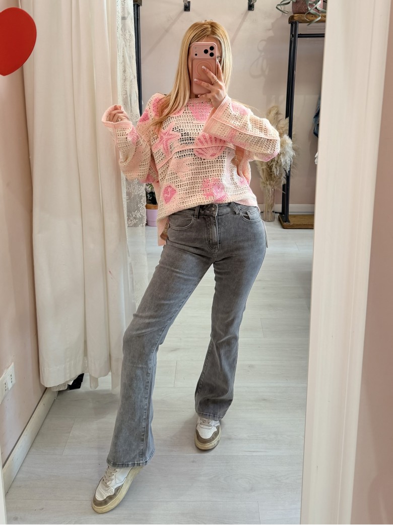 Maglia crochet oceano rosa