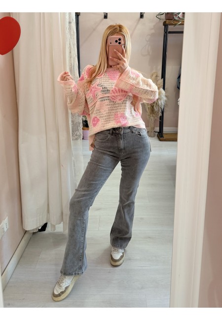 Maglia crochet oceano rosa