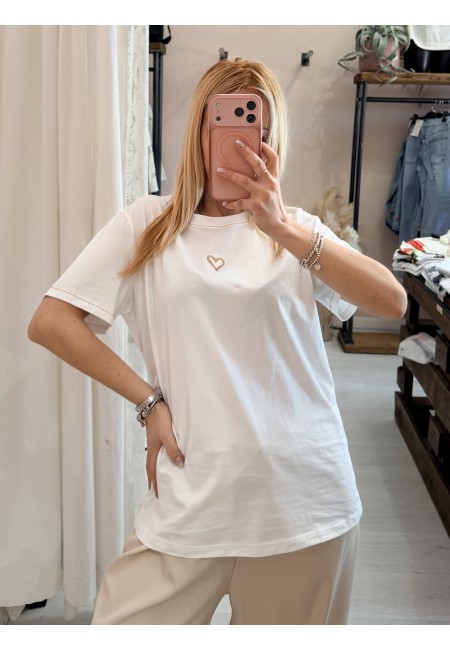 Maglia t shirt cuoricino bianca