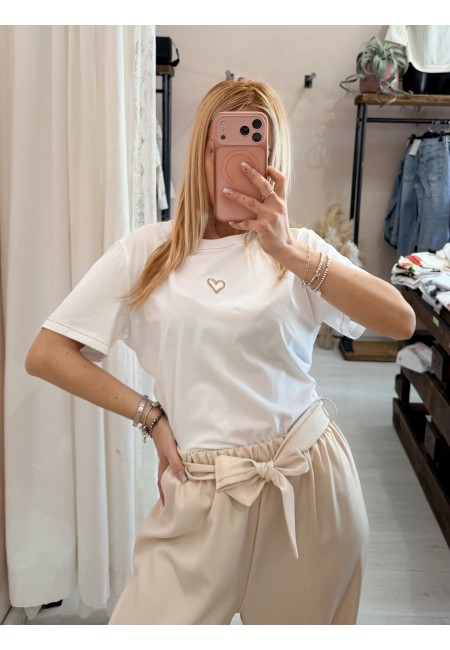 Maglia t shirt cuoricino bianca