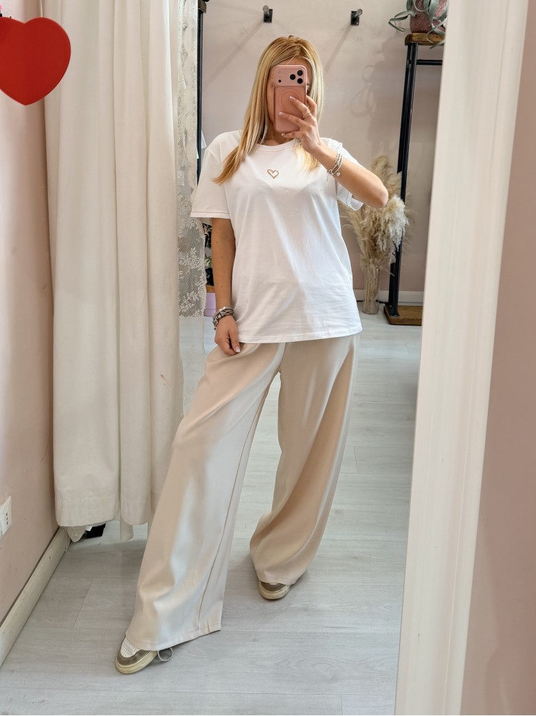 Maglia t shirt cuoricino bianca