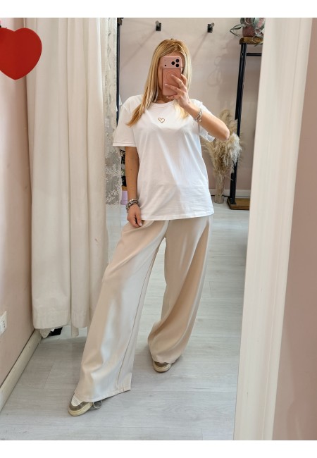 Maglia t shirt cuoricino bianca