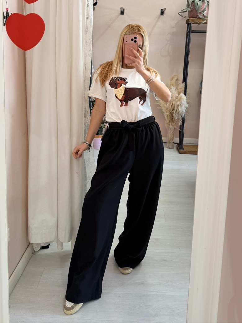 Maglia t shirt BASSOTTO occhiali e foulard