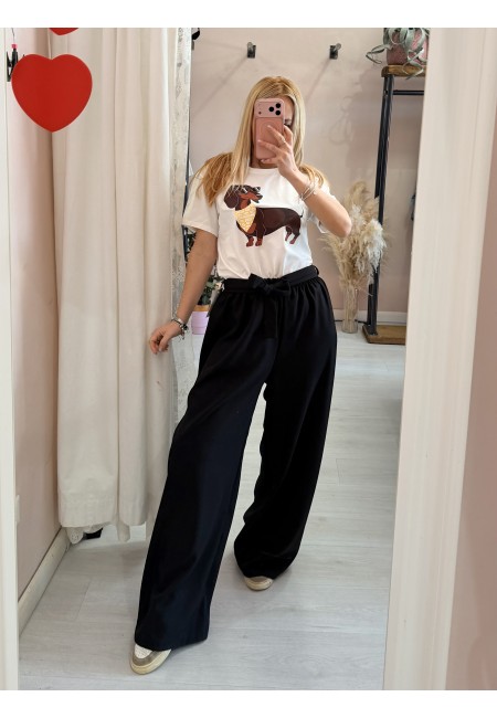 Maglia t shirt BASSOTTO occhiali e foulard