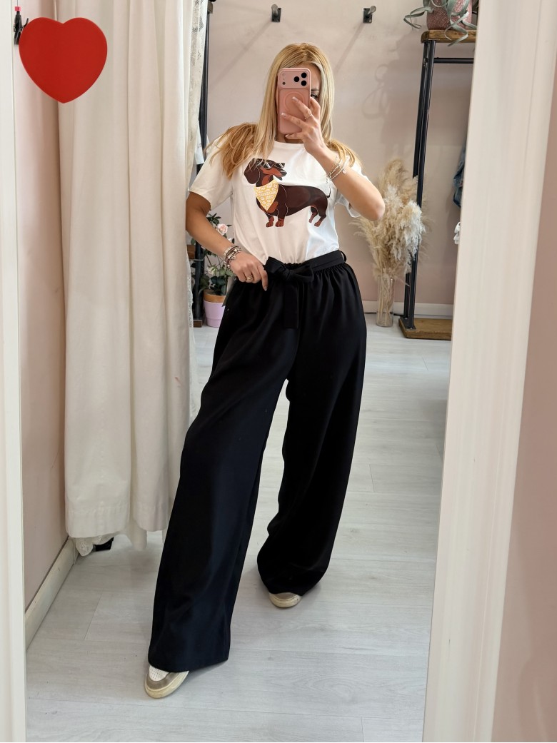 Maglia t shirt BASSOTTO occhiali e foulard