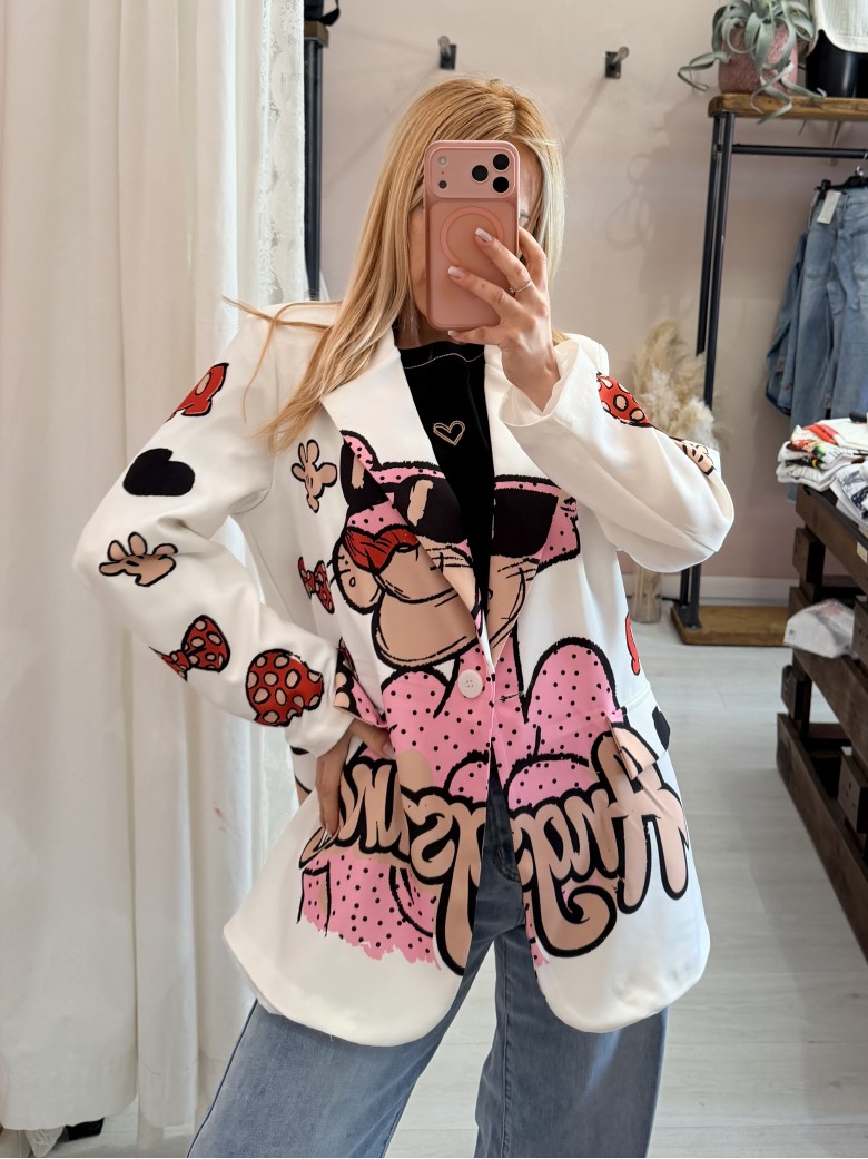 Blazer giacca pantera rosa