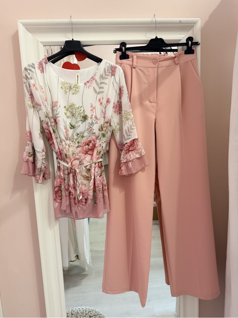 Camicetta blusa floreale rosa