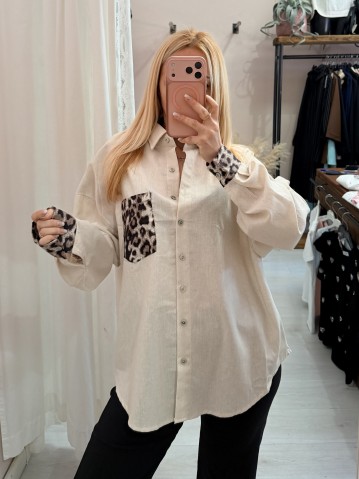 Camicia beige dettagli leopardati 2