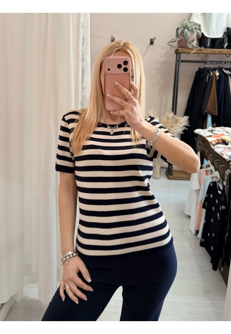Maglia lisa a righe blu
